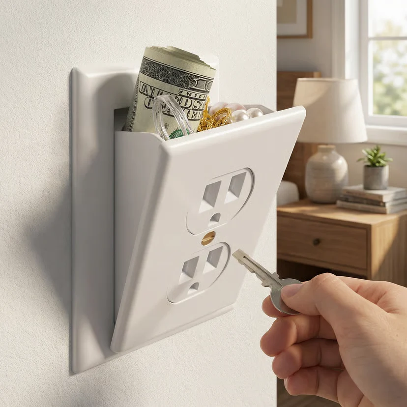 Hidden Wall Safe with Electrical Outlet Design for Valuables