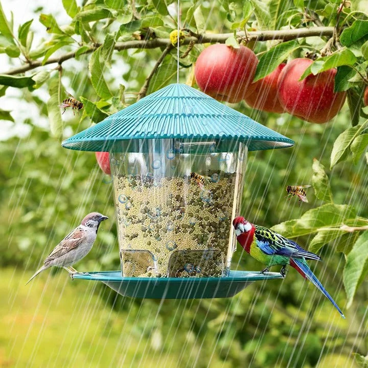 Hängender Vogel-Futterspender mit automatischem Saatgutverteiler