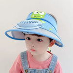 Sonnenhut für Kinder mit Ventilator – Verstellbarer Sommerhut im Frosch-Design