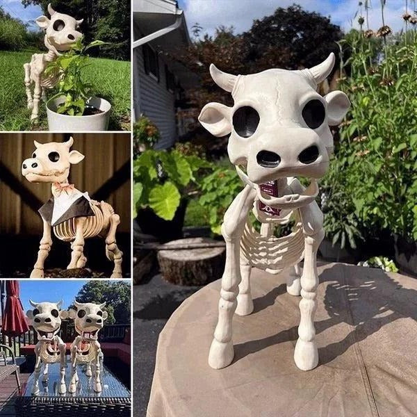 Gruselige Halloween Deko: Skelett von Kuh und Pferd