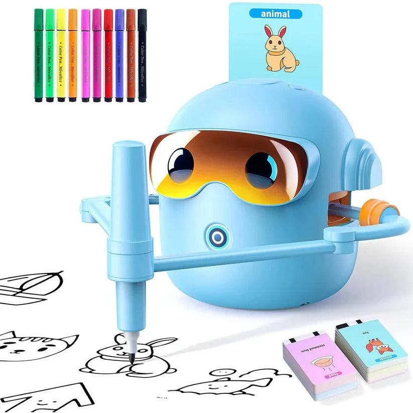 Interaktiver Zeichenroboter für Kinder mit 100 Kunstkarten und Stiften