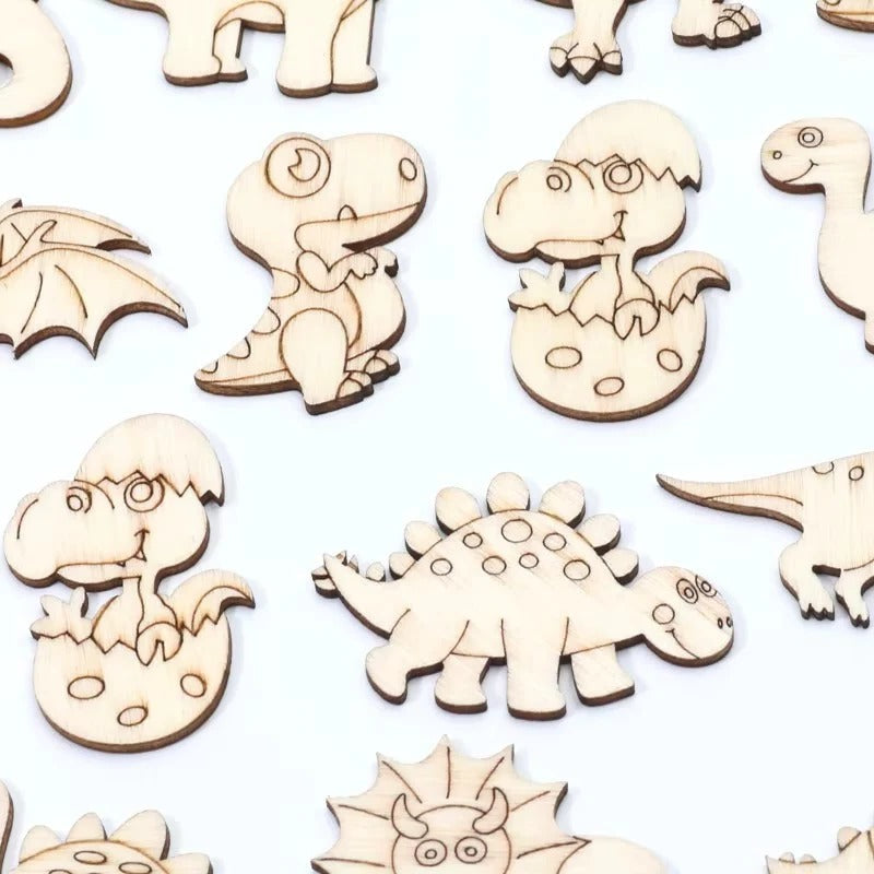 Dino-Design Holzscheiben Set, 20 Stück für Kreativprojekte