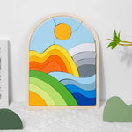 Bunte Puzzlewürfel im Regenbogen-Design