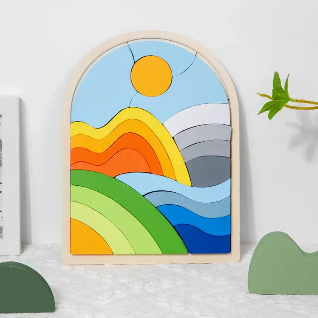 Bunte Puzzlewürfel im Regenbogen-Design
