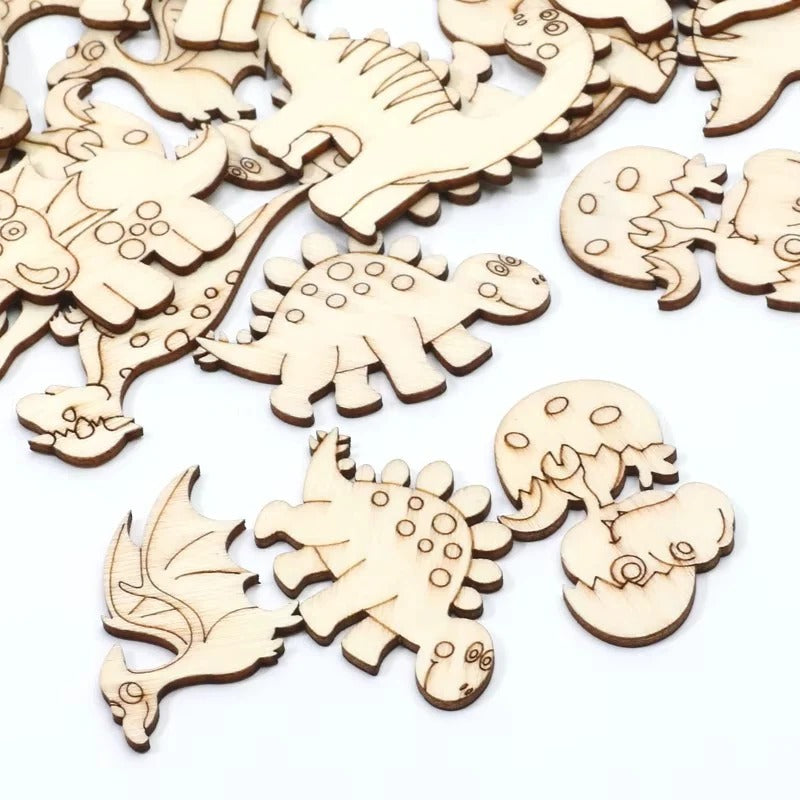 Dino-Design Holzscheiben Set, 20 Stück für Kreativprojekte