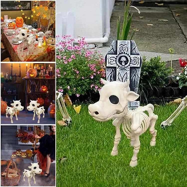 Gruselige Halloween Deko: Skelett von Kuh und Pferd