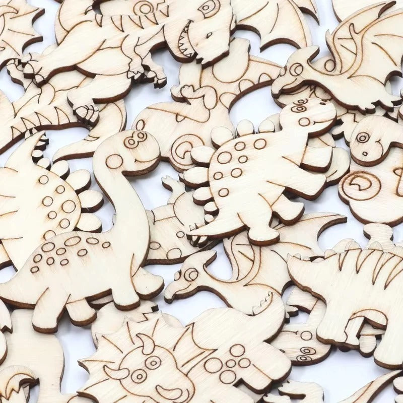 Dino-Design Holzscheiben Set, 20 Stück für Kreativprojekte