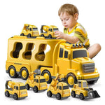Bau-Lkw Spielset mit Anhänger und Rampe, 5 Teile