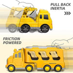 Baufahrzeug Set mit Transporter und Rampe – 5 Teile