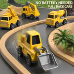 Baufahrzeug Set mit Transporter und Rampe – 5 Teile