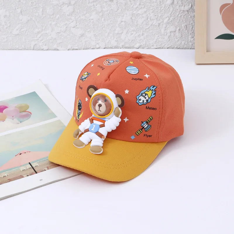 Kinder Baseballmütze mit Bären- und Planetenmotiven – Sonnenlächeln