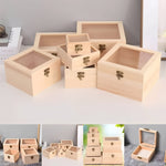 Quadratische Aufbewahrungsbox aus Holz mit Klappdeckel für Schmuck und Büromaterial