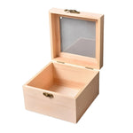 Eckige Holzaufbewahrungsbox mit Klappdeckel für Schmuck und Büromaterial