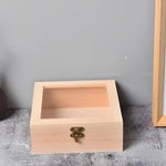 Quadratische Aufbewahrungsbox aus Holz mit Klappdeckel für Schmuck und Büromaterial