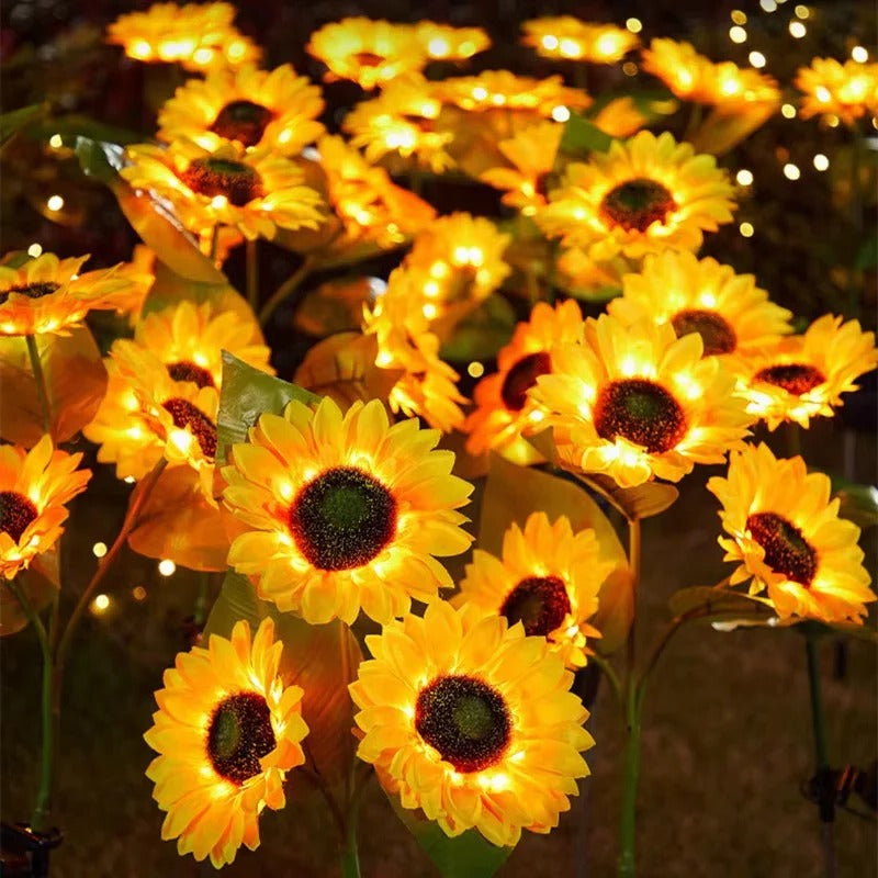 Sonnenblumen-Solarlichter für den Gartenweg