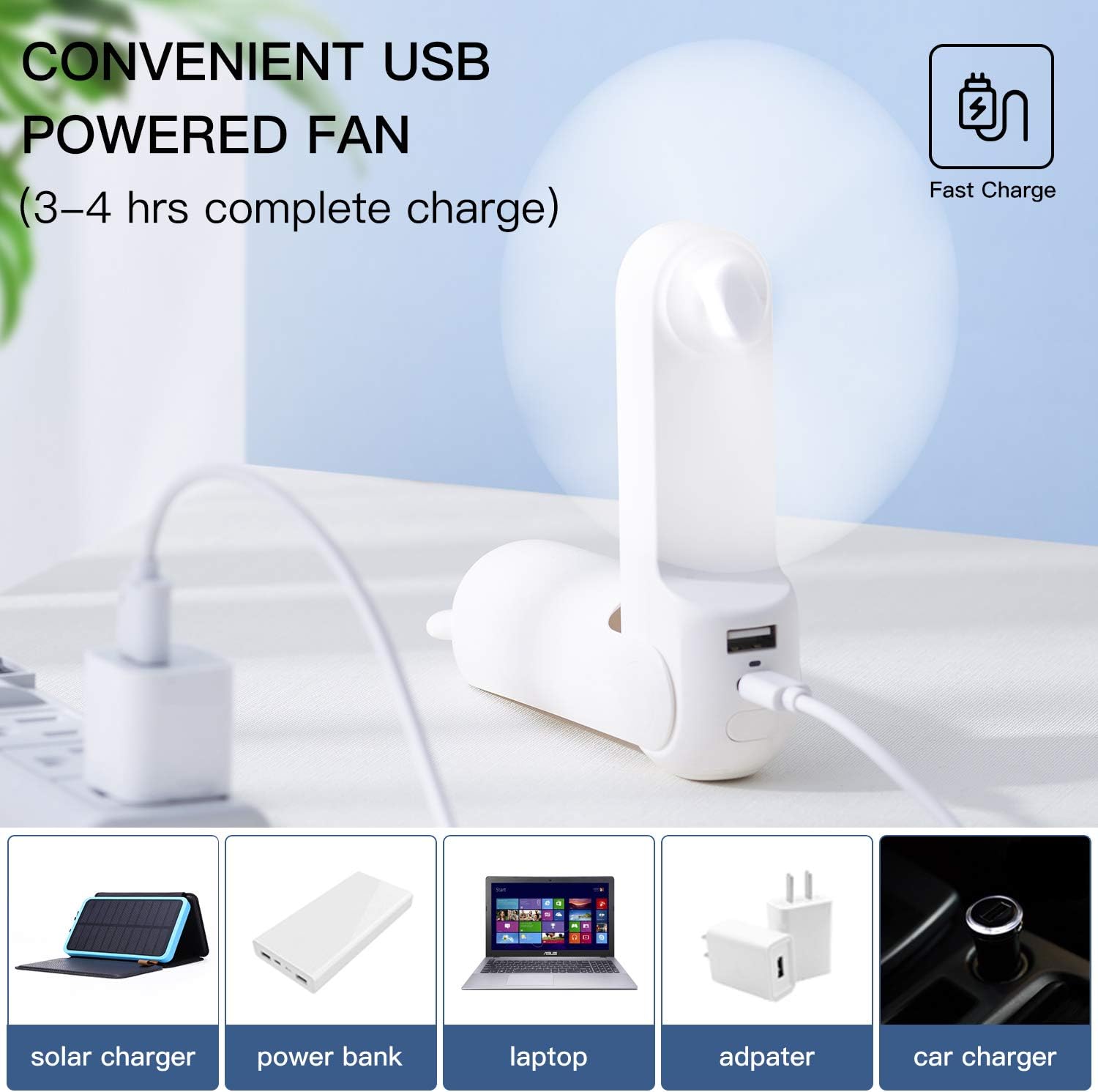 Kompakter Handventilator mit Powerbank-Funktion und LED