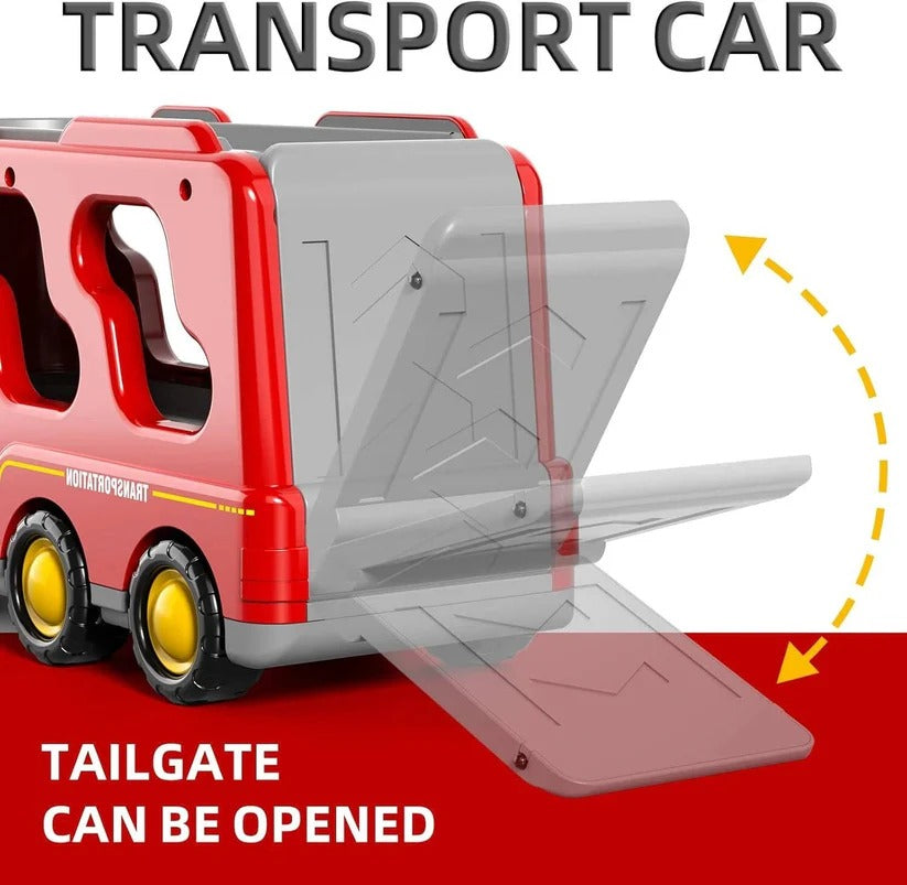 Rettungsfahrzeug-Transportset mit Licht und 4 Mini-Fahrzeugen