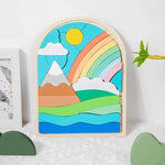 Bunte Puzzlewürfel im Regenbogen-Design