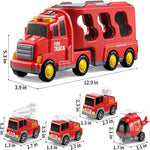 Rettungsfahrzeug-Transportset mit Licht und 4 Mini-Fahrzeugen