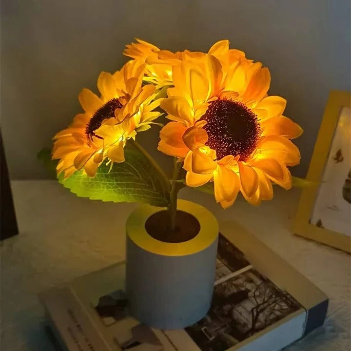 USB Aufladbare LED Sonnenblumenlampe mit Flexibel Einstellbarem Stiel