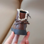 Klassische Rüschenschuhe aus Leder für Kinder – Bequem und Warm