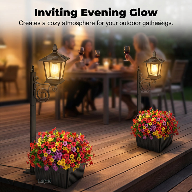 Solarleuchte mit integriertem Blumentopf – warmes Licht für den Garten