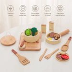 Spielküche für Kinder aus Holz – Mini-Kochset mit Pfanne, Zutaten und Zubehör