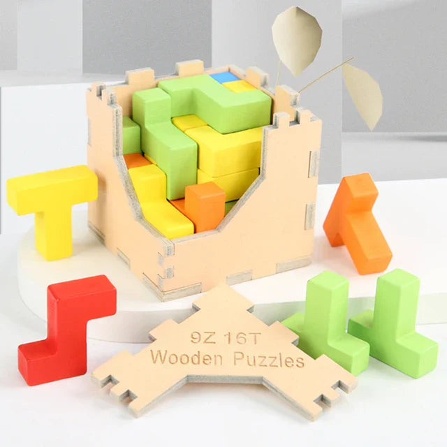3D Holzpuzzle Tetris – Herausforderndes Spiel für Kinder und Erwachsene