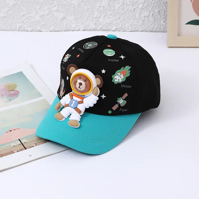 Kinder Baseballmütze mit Bären- und Planetenmotiven – Sonnenlächeln