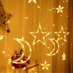 Magische Lichtervorhang mit Sternen und Monden, 350 cm