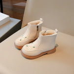 Bequeme Kinderstiefel mit Reißverschluss und Blumenmuster