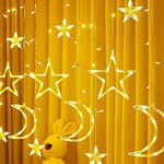 Magische Lichtervorhang mit Sternen und Monden, 350 cm