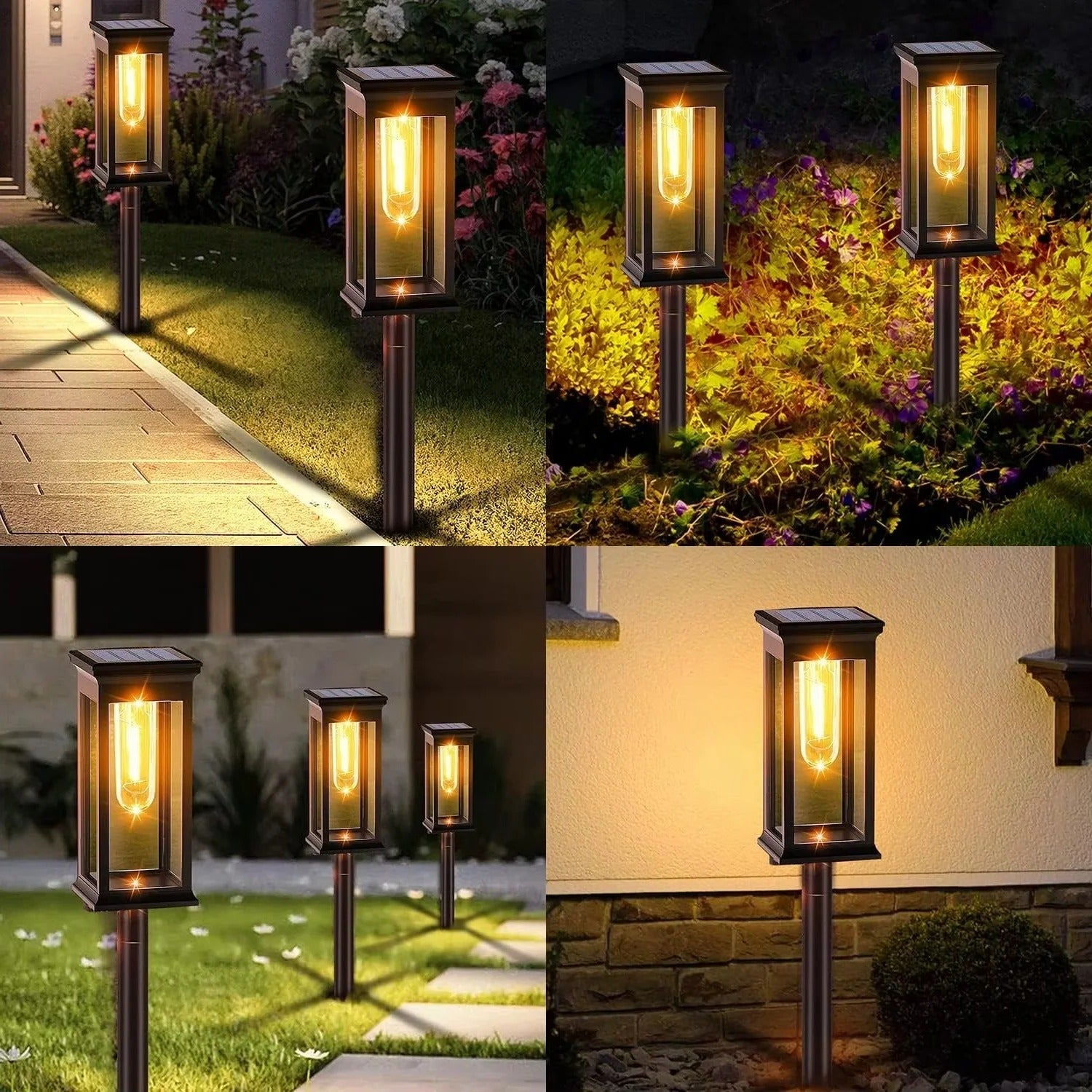 Solarbetriebene Gartenlichter für Gehwege, 2er Set