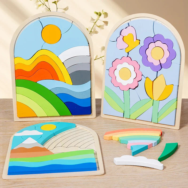Bunte Puzzlewürfel im Regenbogen-Design