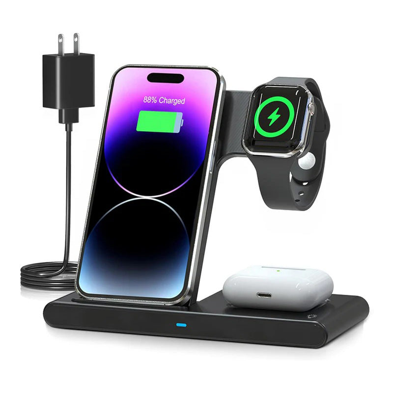 3-in-1 Drahtloses Ladegerät für Smartphones, Uhren und Kopfhörer