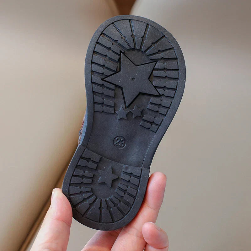 Klassische Rüschenschuhe aus Leder für Kinder – Bequem und Warm