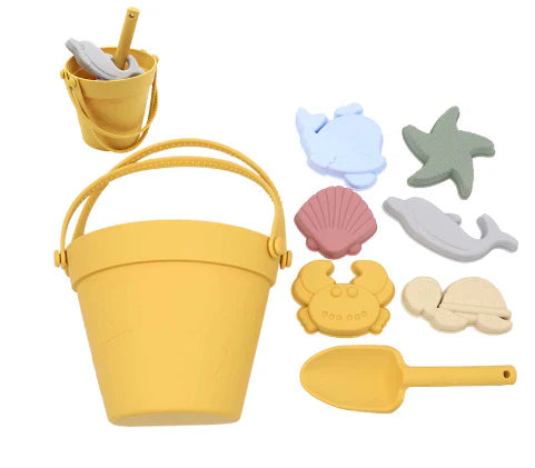 Strandspielzeug Set aus Silikon – Eimer für Sandvergnügen