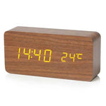 Eleganter Holz-Optik Wecker mit 3 Alarmen und Dimmbarkeit