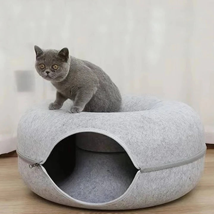 Runder Katzenbett mit Plüschkissen für ultimativen Komfort