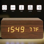 Eleganter Holz-Optik Wecker mit 3 Alarmen und Dimmbarkeit