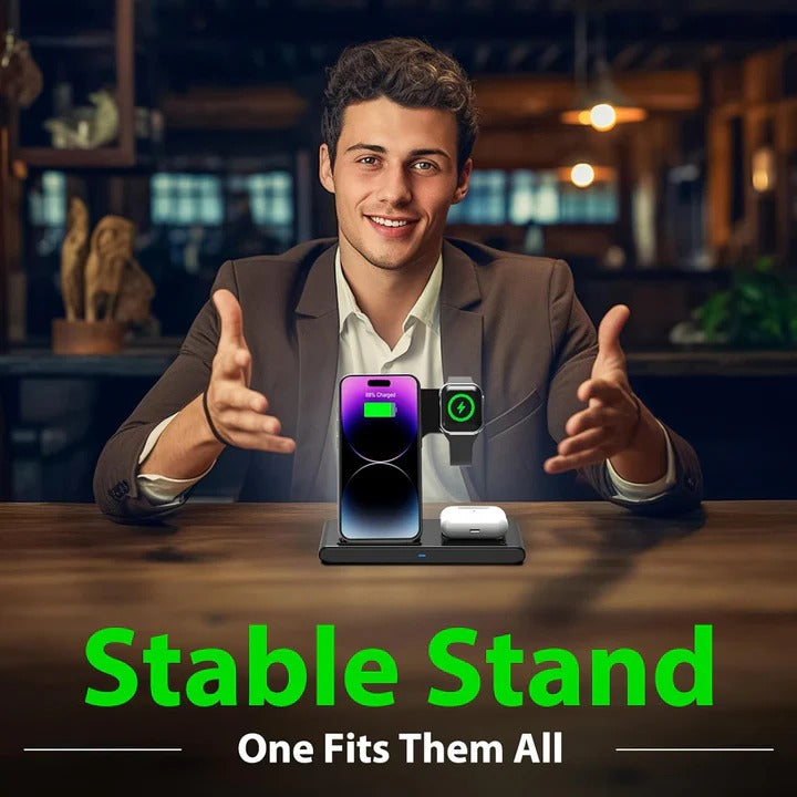3-in-1 Drahtloses Ladegerät für Smartphones, Uhren und Kopfhörer