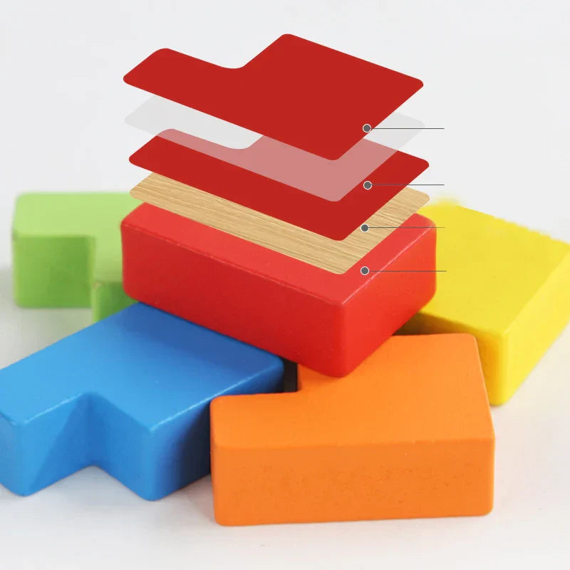 3D Holzpuzzle Tetris – Herausforderndes Spiel für Kinder und Erwachsene