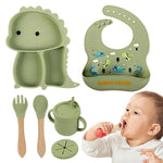 Silikon Geschirrset im Dinosaurier-Design – 7-teiliges Set für Kinder