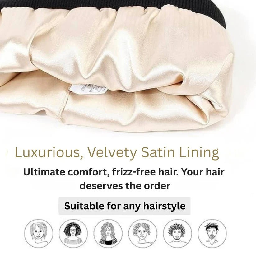 Bequeme Pompom-Mütze mit antistatischer Seidenfütterung für jedes Haar