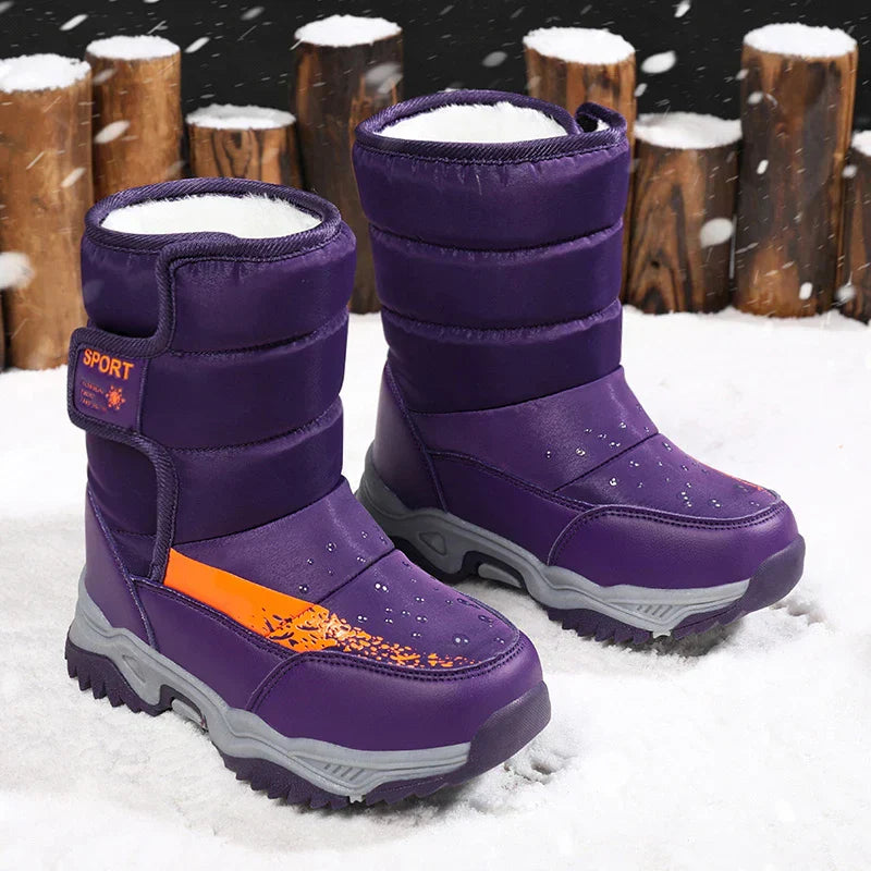 Winterstiefel für Kinder mit Klettverschluss – Weiches Plüschfutter