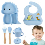 Silikon Geschirrset im Dinosaurier-Design – 7-teiliges Set für Kinder