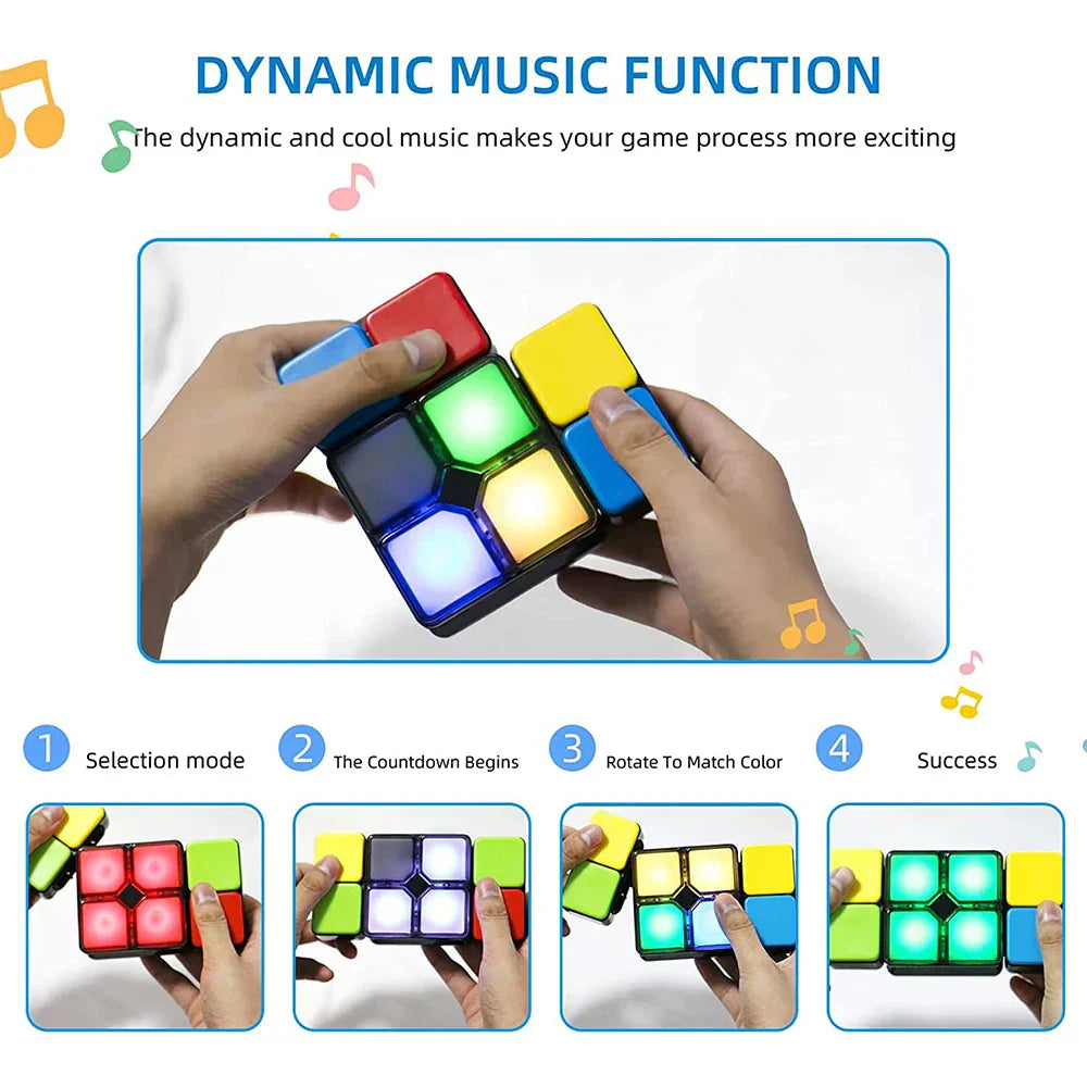 Bunter Puzzlewürfel mit Musik – Rätselspiel für Gehirntraining und Spaß