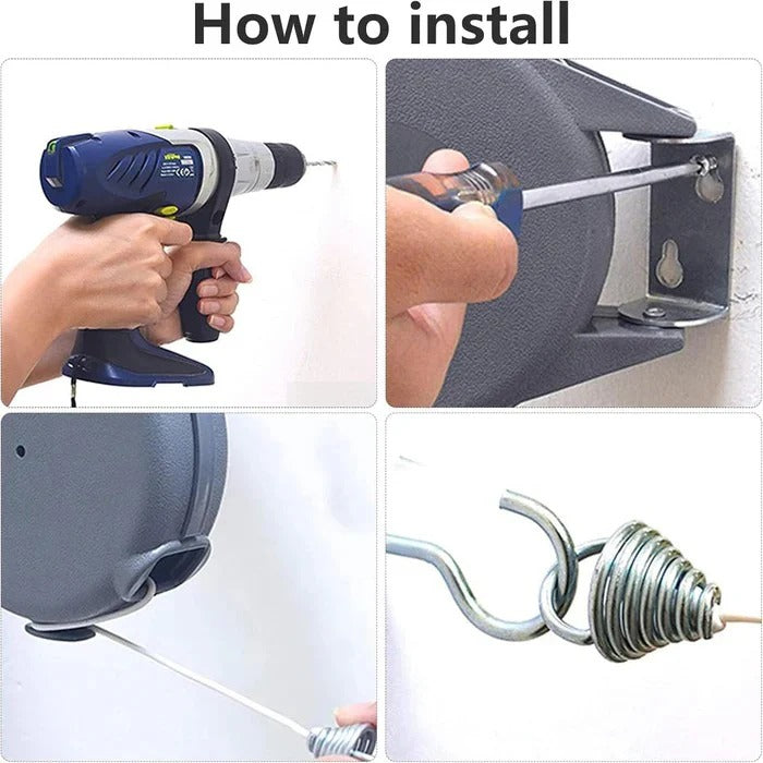 Wandmontierte Wäscheschnur, Ausziehbare Trockenleine