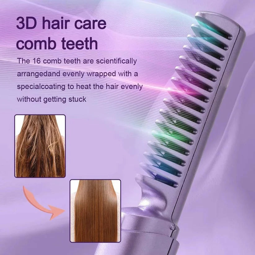 Kabellose Keramik-Haarbürste mit Frizz-Kontrolle für glattes Haar