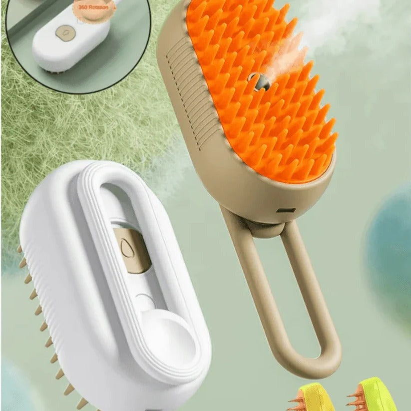 Innovative Bürste für Haustiere mit Dampffunktion und Haarentfernungskamm